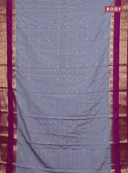 Grey & Purple Semi Mysore Silk Saree