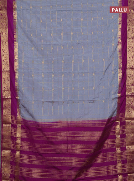 Grey & Purple Semi Mysore Silk Saree