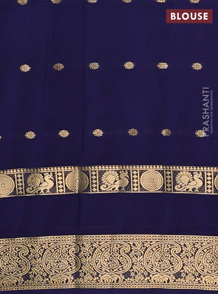 Teal Green & Navy Blue Semi Mysore Silk Saree