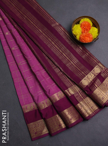 Mauve Pink & Purple Semi Mysore Silk Saree