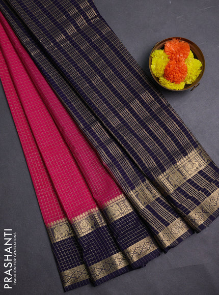 Pink & Navy Blue Semi Mysore Silk Saree