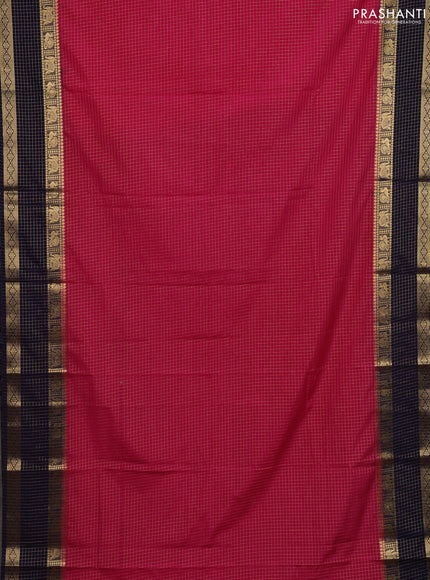 Pink & Navy Blue Semi Mysore Silk Saree