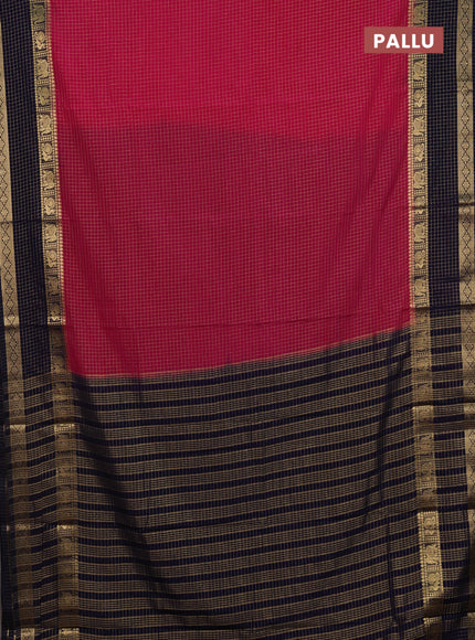 Pink & Navy Blue Semi Mysore Silk Saree
