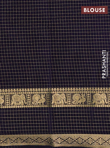 Pink & Navy Blue Semi Mysore Silk Saree