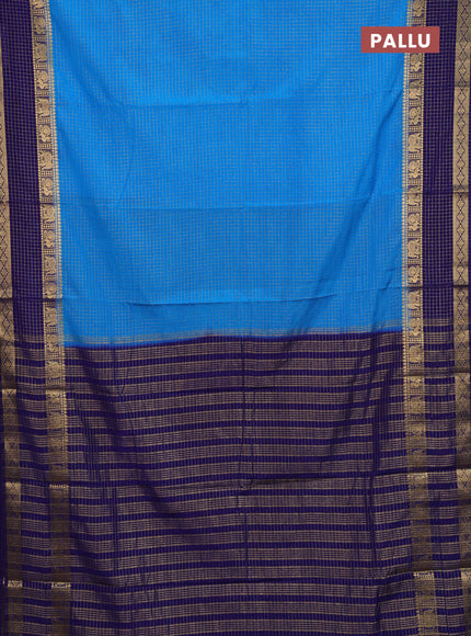 Teal Blue & Blue Semi Mysore Silk Saree
