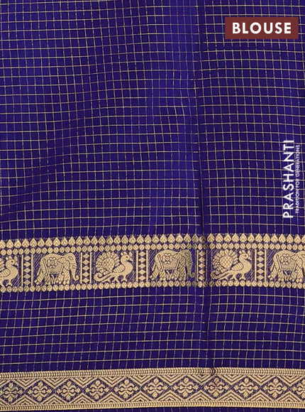 Teal Blue & Blue Semi Mysore Silk Saree