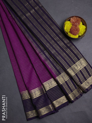 Purple & Violet Semi Mysore Silk Saree