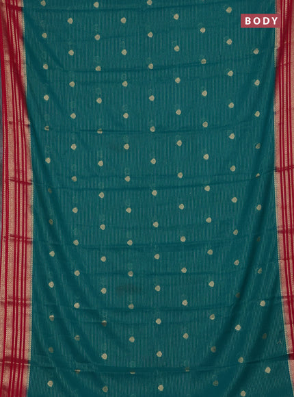 Teal Green & Pink Semi Mysore Silk Saree