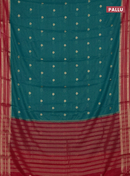 Teal Green & Pink Semi Mysore Silk Saree