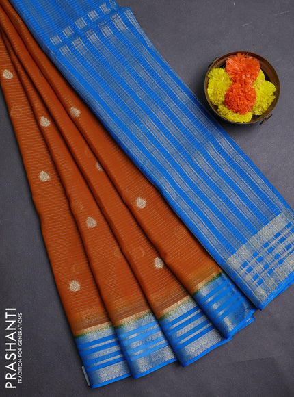 Mustard Yellow & Teal Blue Semi Mysore Silk Saree