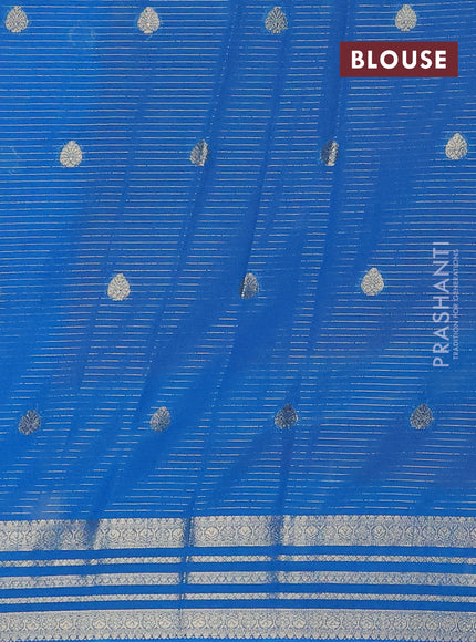 Mustard Yellow & Teal Blue Semi Mysore Silk Saree