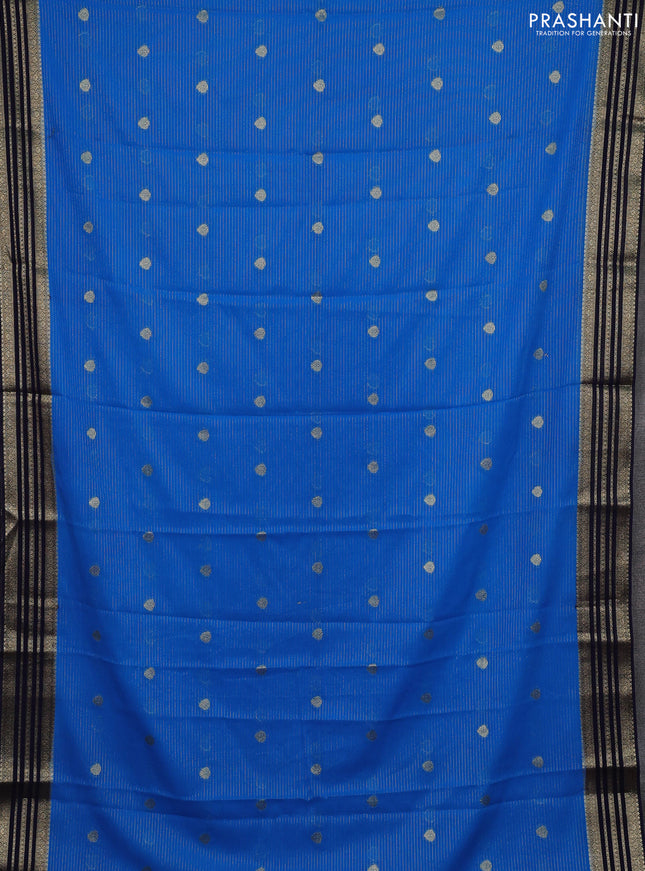 Teal Blue & Navy Blue Semi Mysore Silk Saree