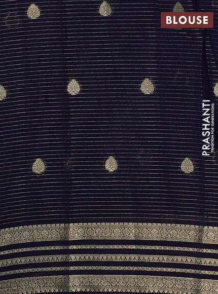 Teal Blue & Navy Blue Semi Mysore Silk Saree