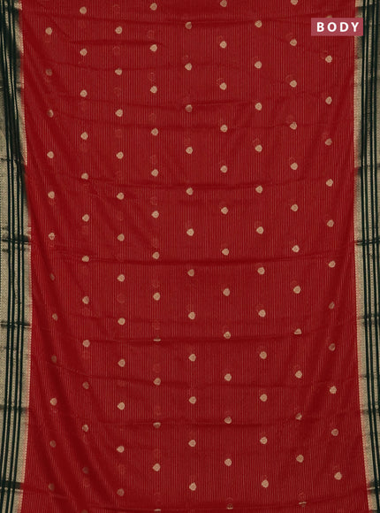 Red & Bottle Green Semi Mysore Silk Saree