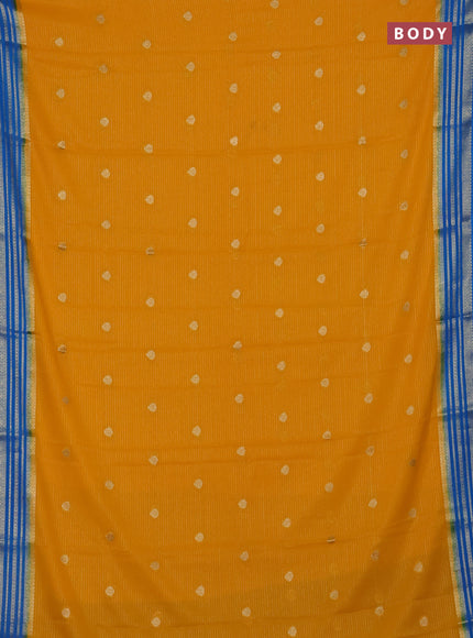 Mango Yellow & Teal Blue Semi Mysore Silk Saree