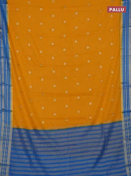 Mango Yellow & Teal Blue Semi Mysore Silk Saree