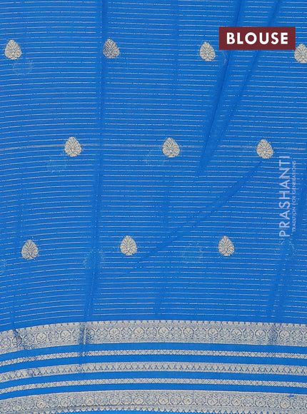 Mango Yellow & Teal Blue Semi Mysore Silk Saree