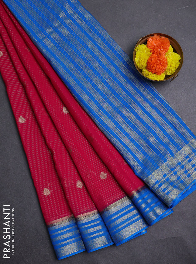 Pink & Teal Blue Semi Mysore Silk Saree