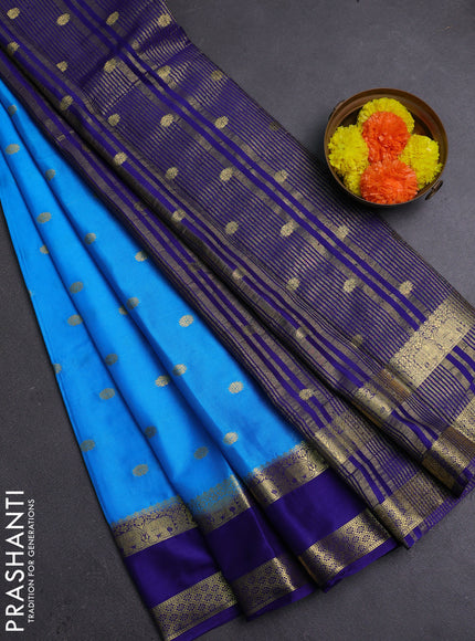 Cs Blue Semi Mysore Silk Saree