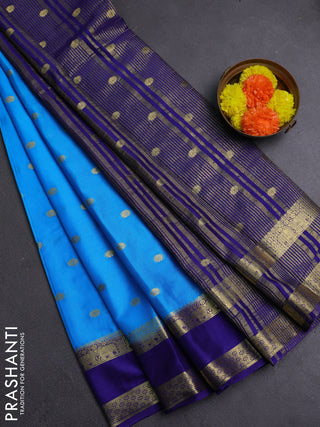 Cs Blue Semi Mysore Silk Saree