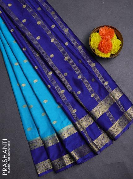 Cs Blue & Blue Semi Mysore Silk Saree
