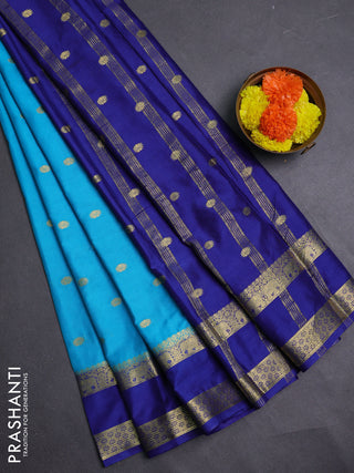 Cs Blue & Blue Semi Mysore Silk Saree