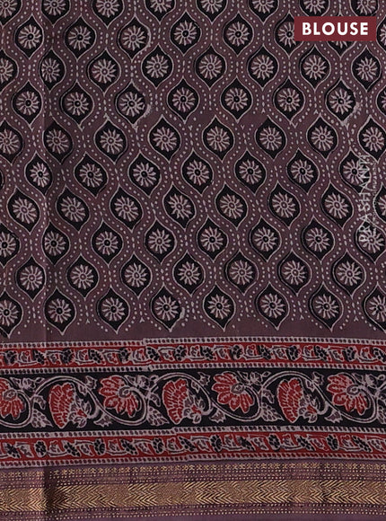 Brown & Black Maheshwari Silk Cotton Saree - Ajrakh Prints