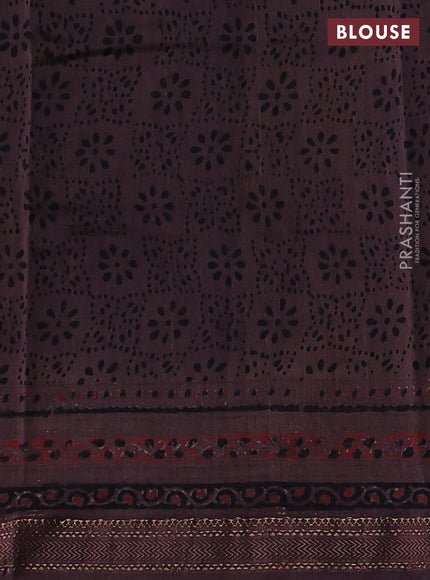 Brown Maheshwari Silk Cotton Saree - Ajrakh Prints