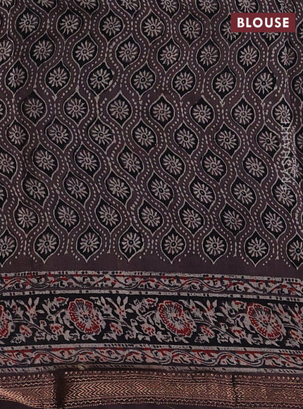 Coffee Brown Maheshwari Silk Cotton Saree - Ajrakh Prints
