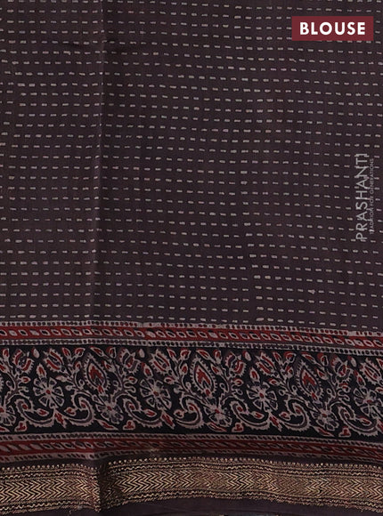 Brown Maheshwari Silk Cotton Saree - Ajrakh Prints
