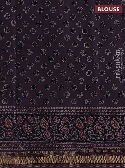 Brown Maheshwari Silk Cotton Saree - Ajrakh Prints