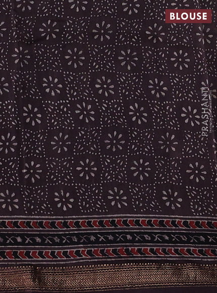 Brown Maheshwari Silk Cotton Saree - Ajrakh Prints