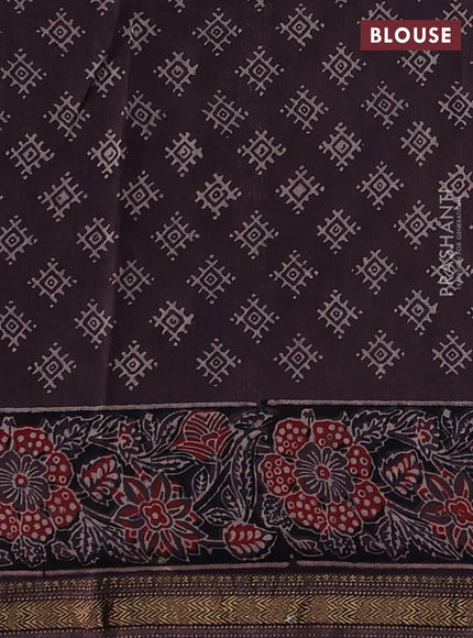 Brown Maheshwari Silk Cotton Saree - Ajrakh Prints