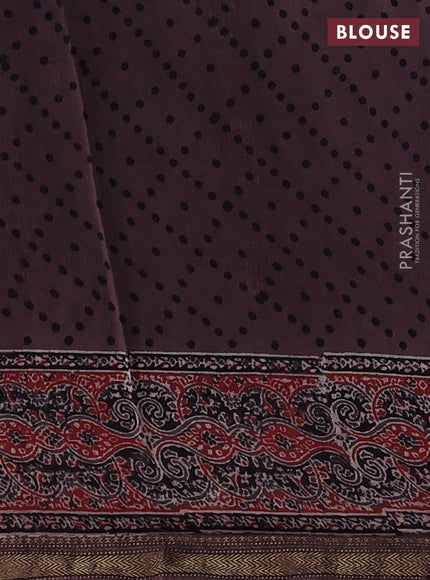 Brown Maheshwari Silk Cotton Saree - Ajrakh Prints