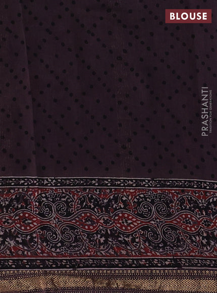 Brown Maheshwari Silk Cotton Saree - Ajrakh Prints