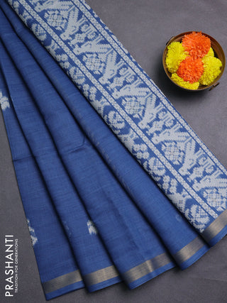 Indigo Blue Jamdani Cotton Saree