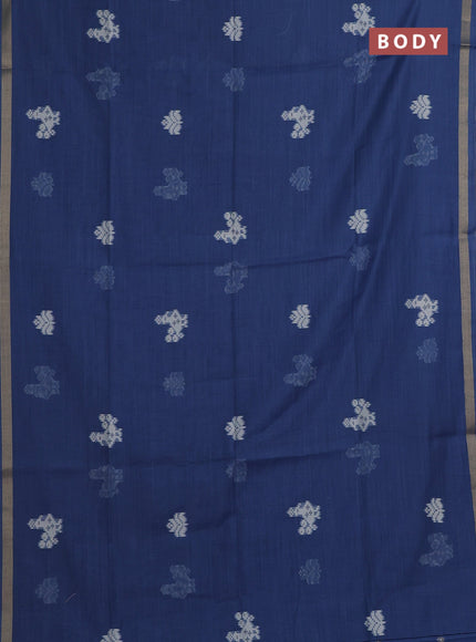 Indigo Blue Jamdani Cotton Saree