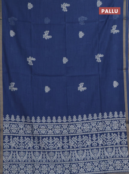 Indigo Blue Jamdani Cotton Saree