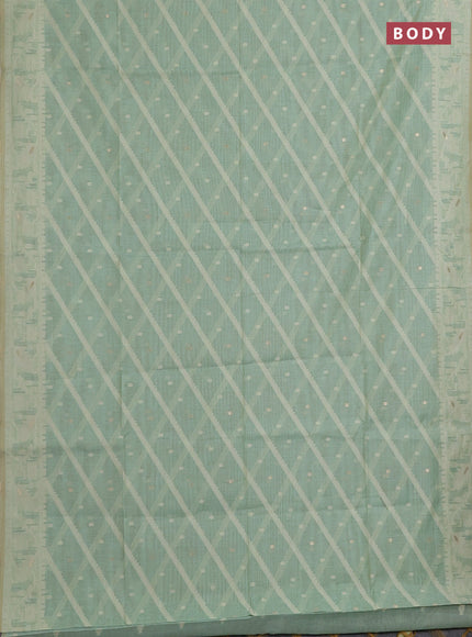 Teal Jamdani Cotton Saree