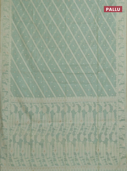 Teal Jamdani Cotton Saree