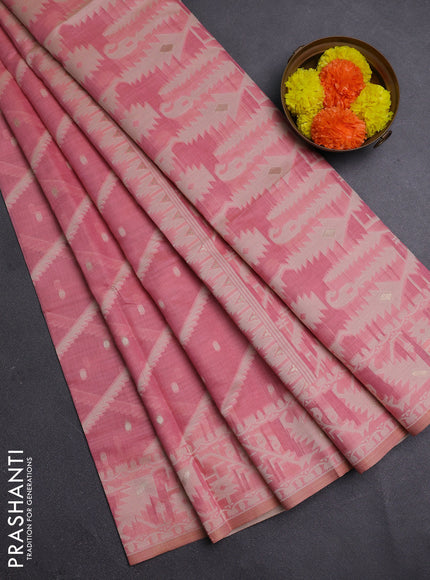 Pink Jamdani Cotton Saree