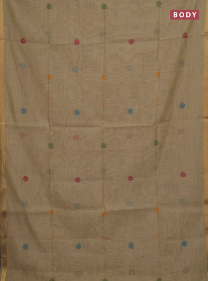 Beige Jamdani Cotton Saree