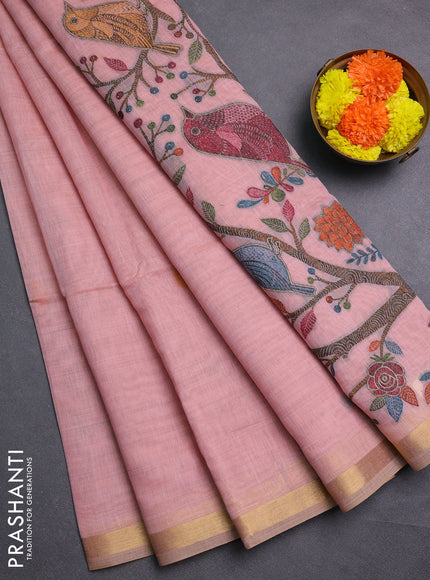 Pink Jamdani Cotton Saree