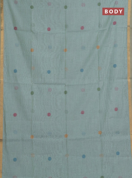 Teal Jamdani Cotton Saree