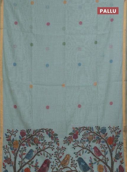 Teal Jamdani Cotton Saree