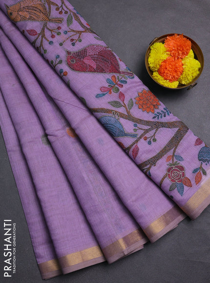 Lavender Jamdani Cotton Saree