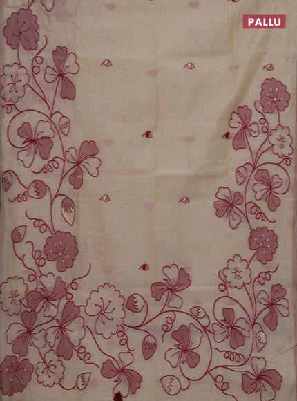 Beige & Maroon Jamdani Cotton Saree