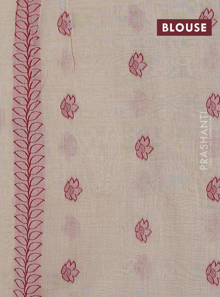 Beige & Maroon Jamdani Cotton Saree