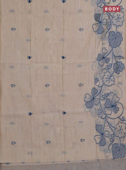 Beige & Blue Jamdani Cotton Saree