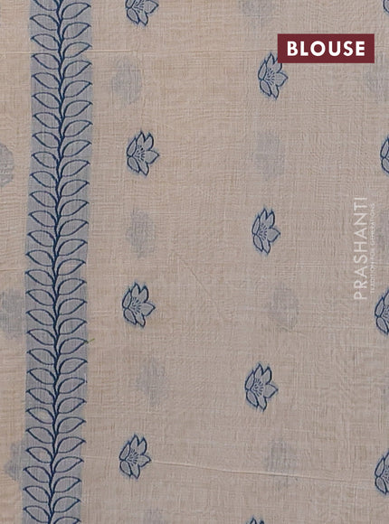 Beige & Blue Jamdani Cotton Saree